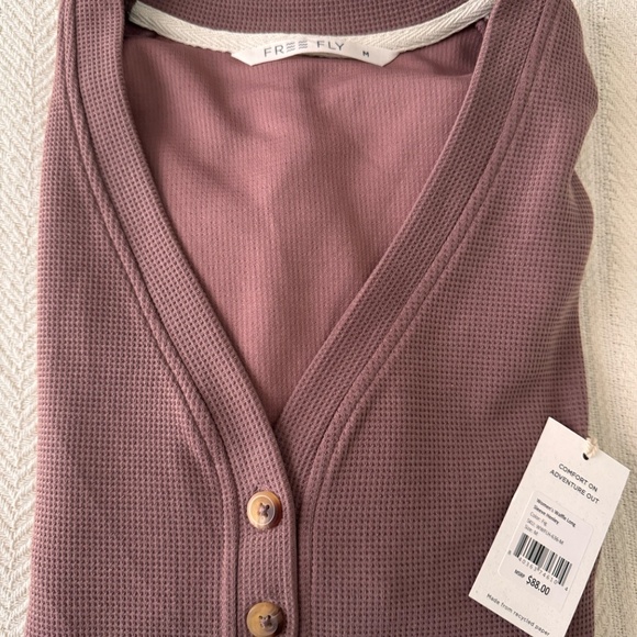 NWT Free Fly Women's Waffle Long Sleeve Henley, Fig, Medium - Picture 6 of 6
